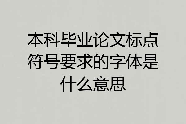 本科毕业论文标点符号要求的字体是什么意思