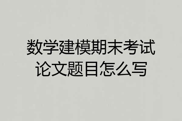 数学建模期末考试论文题目怎么写