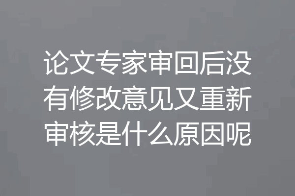 论文专家审回后没有修改意见又重新审核是什么原因呢