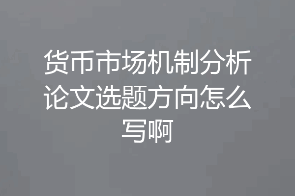 货币市场机制分析论文选题方向怎么写啊