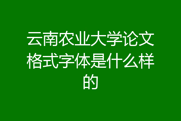 云南农业大学论文格式字体是什么样的