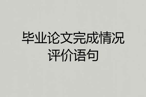 毕业论文完成情况评价语句