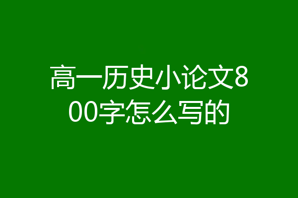 高一历史小论文800字怎么写的