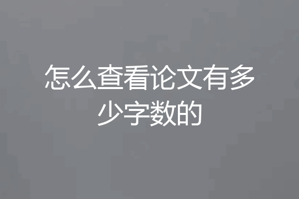 怎么查看论文有多少字数的