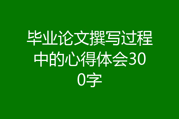 毕业论文撰写过程中的心得体会300字