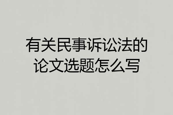 有关民事诉讼法的论文选题怎么写