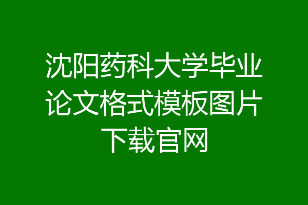 沈阳药科大学毕业论文格式模板图片下载官网