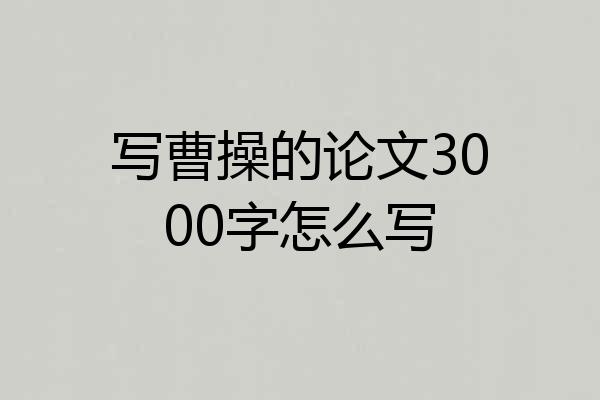 写曹操的论文3000字怎么写