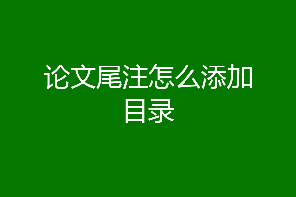 论文尾注怎么添加目录