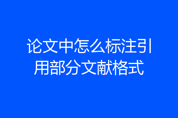 论文中怎么标注引用部分文献格式
