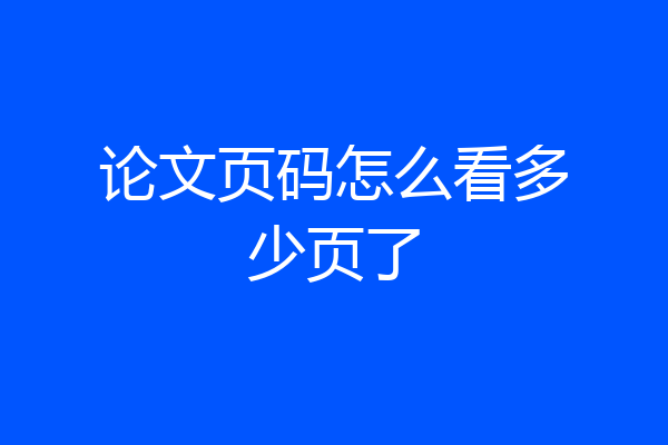 论文页码怎么看多少页了