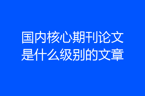 国内核心期刊论文是什么级别的文章