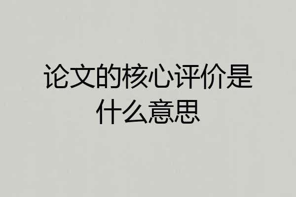 论文的核心评价是什么意思