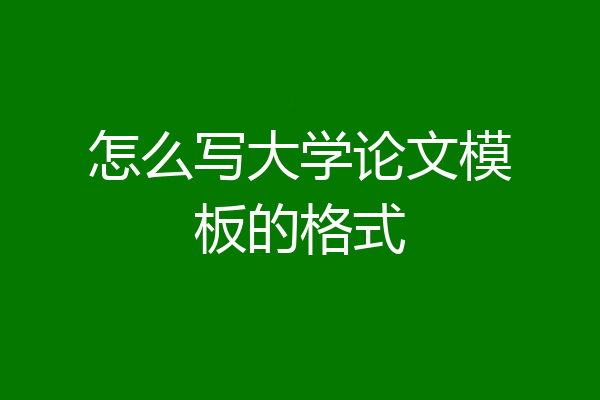 怎么写大学论文模板的格式
