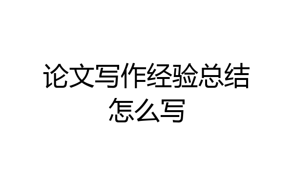 论文写作经验总结怎么写