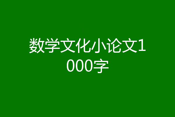 数学文化小论文1000字