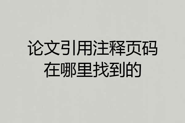 论文引用注释页码在哪里找到的