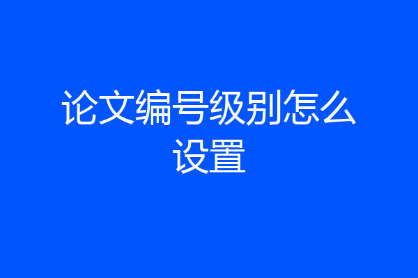 论文编号级别怎么设置