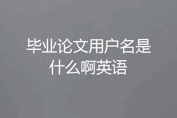 毕业论文用户名是什么啊英语
