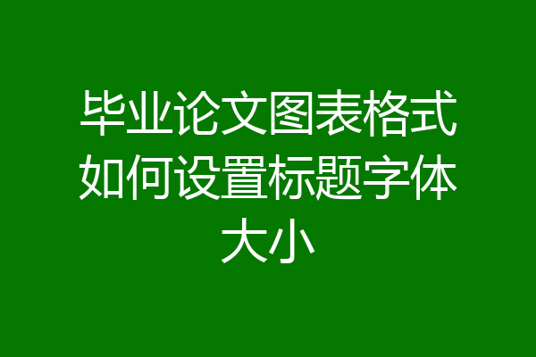 毕业论文图表格式如何设置标题字体大小
