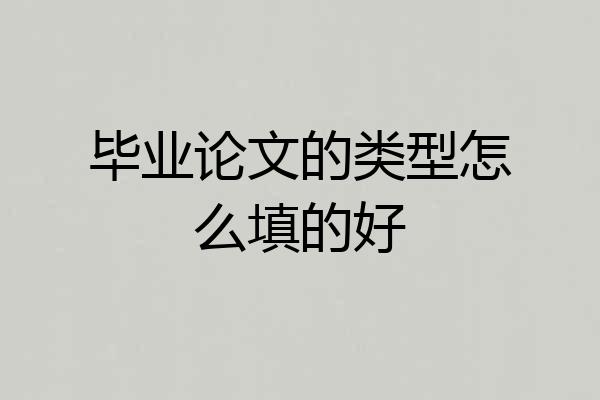 毕业论文的类型怎么填的好