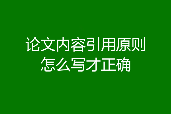 论文内容引用原则怎么写才正确