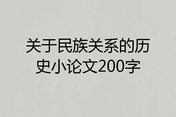 关于民族关系的历史小论文200字
