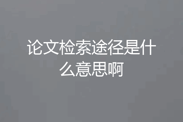 论文检索途径是什么意思啊