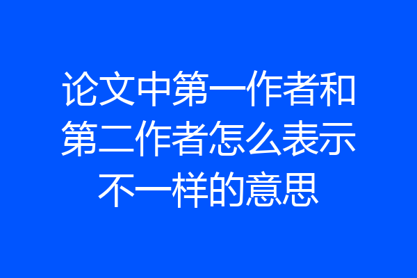 论文中第一作者和第二作者怎么表示不一样的意思