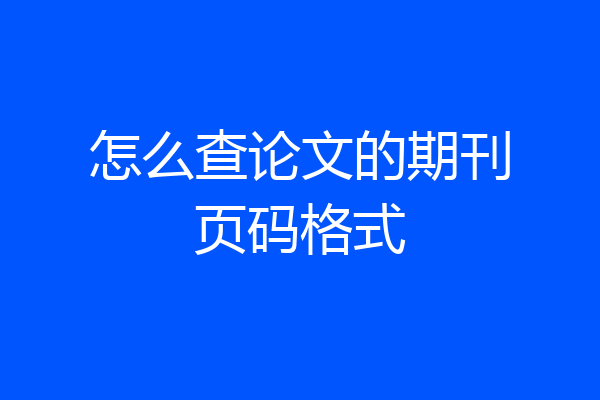 怎么查论文的期刊页码格式