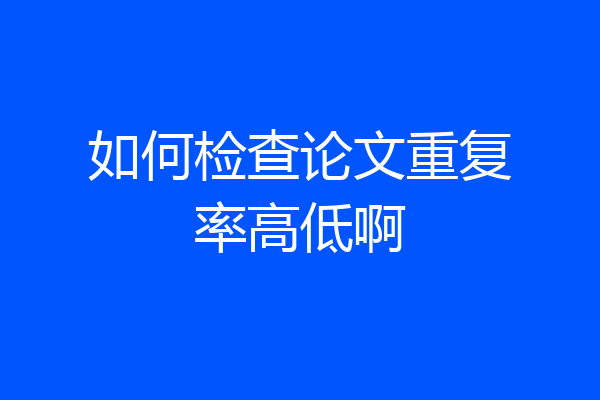 如何检查论文重复率高低啊