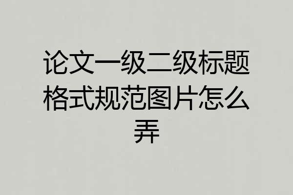 论文一级二级标题格式规范图片怎么弄