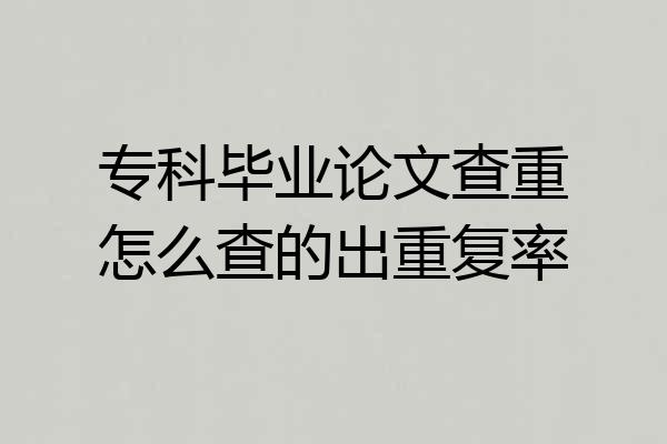 专科毕业论文查重怎么查的出重复率