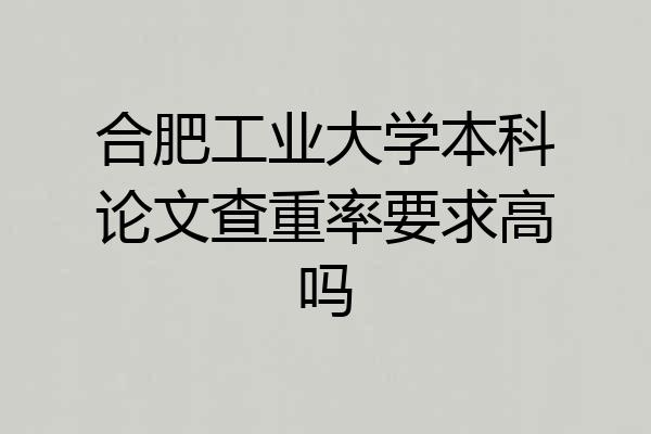 合肥工业大学本科论文查重率要求高吗