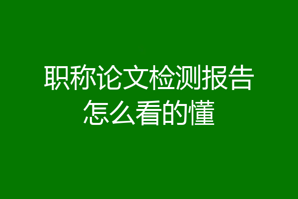职称论文检测报告怎么看的懂