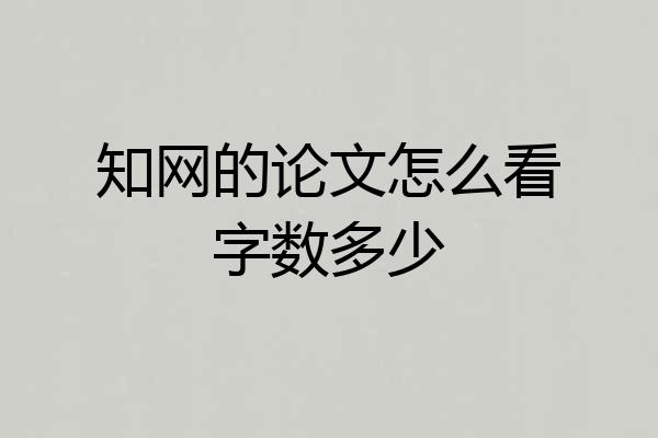 知网的论文怎么看字数多少