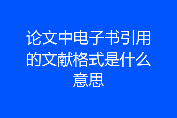 论文中电子书引用的文献格式是什么意思