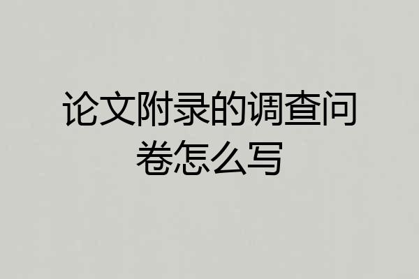 论文附录的调查问卷怎么写