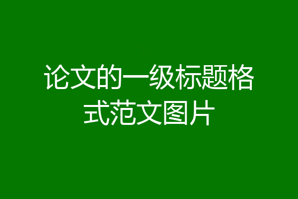 论文的一级标题格式范文图片