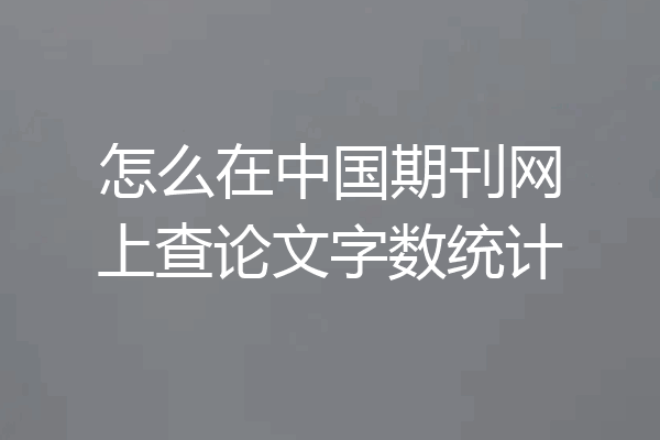 怎么在中国期刊网上查论文字数统计