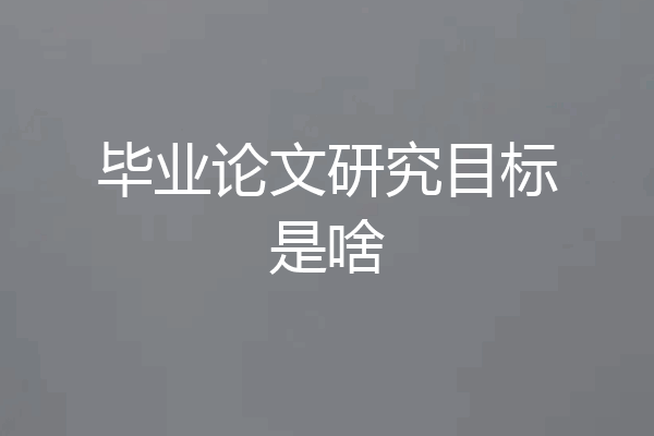 毕业论文研究目标是啥