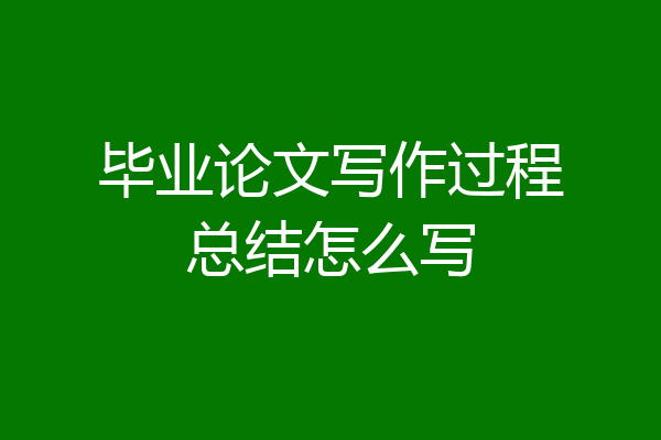 毕业论文写作过程总结怎么写
