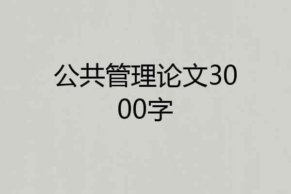 公共管理论文3000字