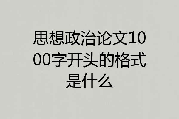 思想政治论文1000字开头的格式是什么