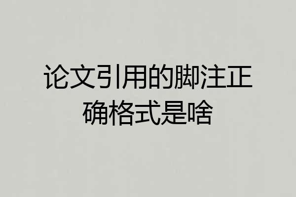 论文引用的脚注正确格式是啥