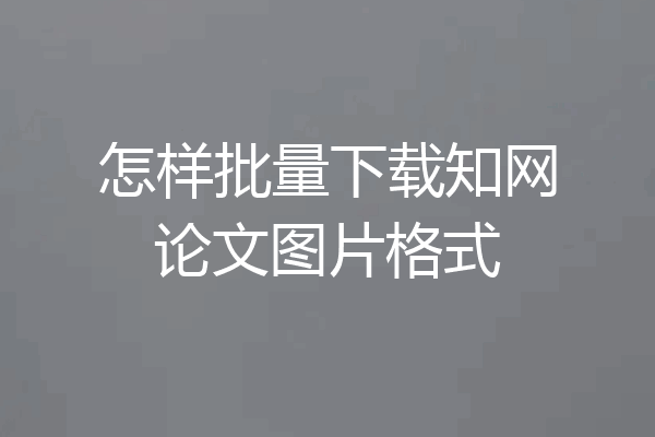 怎样批量下载知网论文图片格式
