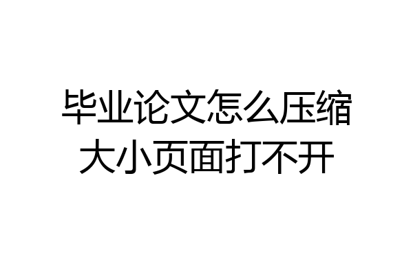 毕业论文怎么压缩大小页面打不开