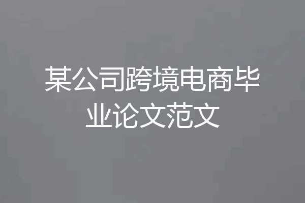 某公司跨境电商毕业论文范文