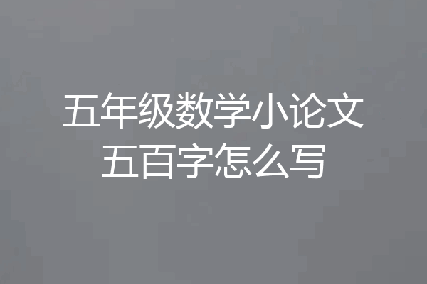 五年级数学小论文五百字怎么写