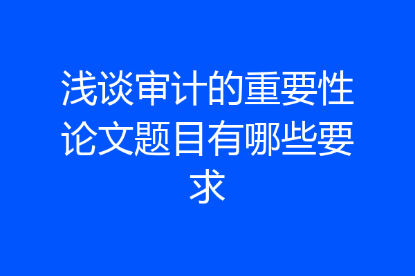 浅谈审计的重要性论文题目有哪些要求
